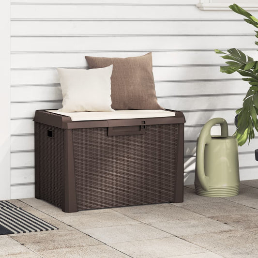 NNEVL Garden Storage Box with Seat Cushion Brown 125 L PP