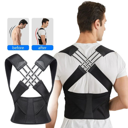 Back Brace Posture Corrector for Men - Adjustable Full Back Support
